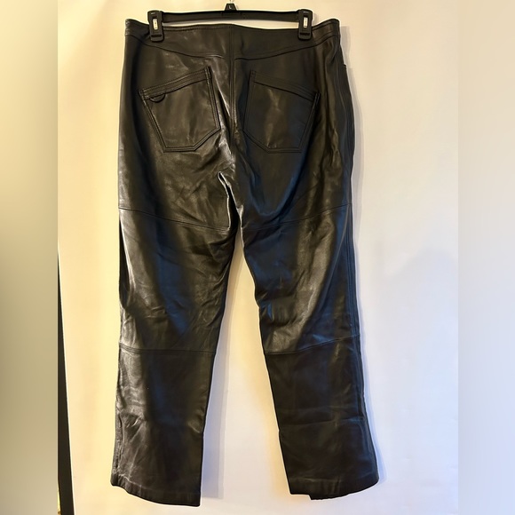 BRADLEY BRADLEY BAYOU BLACK LEATHER WOMAN PANTS WITH SILVER TONE CHAINS 20W - Picture 2 of 13